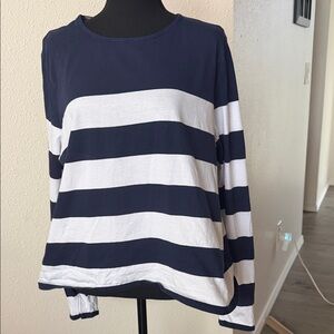 Boden Navy and White Striped Long-Sleeve Tee